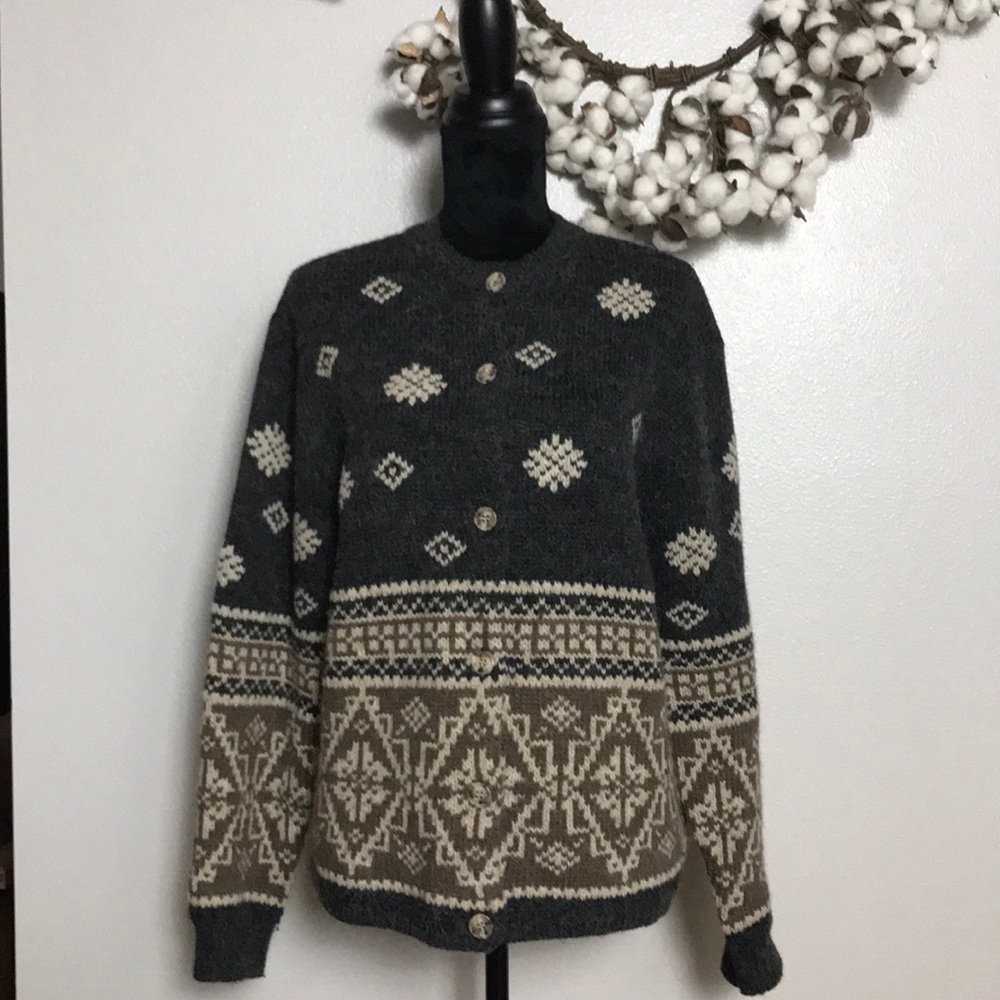 Eddie Bauer Nordic Wool & Alpaca Cardigan Sweater